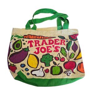 Trader Joe's Shopping Bag Fruit & Vegetable 100% cotton MADE in USA Vintage